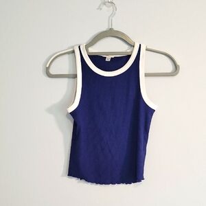 J.Crew Crewcuts Girls Scalloped Hem Tank Blue White Trim Size XL (10-12)